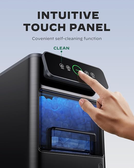 Silonn Portable Countertop Ice Maker - 20lbs of Bullet Ice per Day, Makes Ice in 6 Minutes, Stainless Steel with Visible Water Level Window, Ideal for Kitchen, Office, and Camping