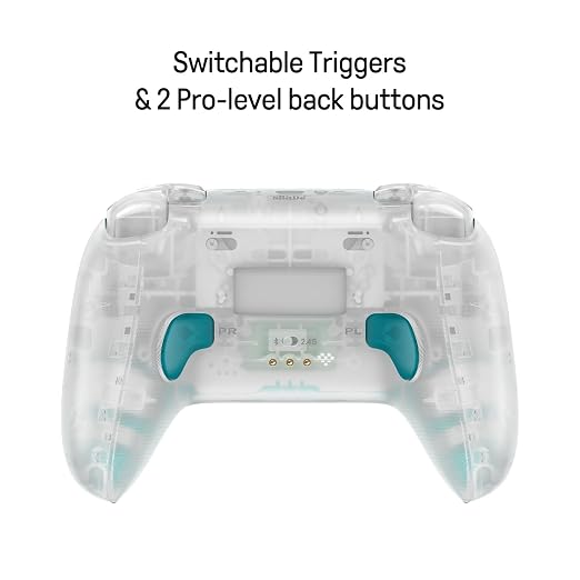 8Bitdo Ultimate 2 Wireless Gaming Controller with TMR Joysticks, Switchable Hall Effect/Tactile Triggers, 8Speed Wireless Tech, Charging Dock, RGB Fire Ring for PC & Android - Clear Blue