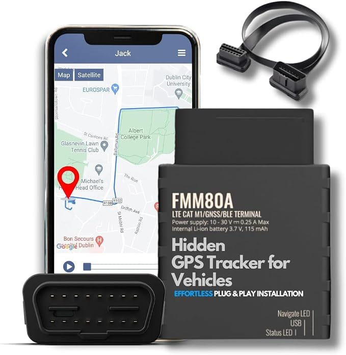 GPS Tracker for Vehicles — 4G LTE Real-Time Car & Truck Tracking Device with SIM Card Included, Plug & Play OBD Installation, Geofence & Speed Alerts, 30-Day Trial Included