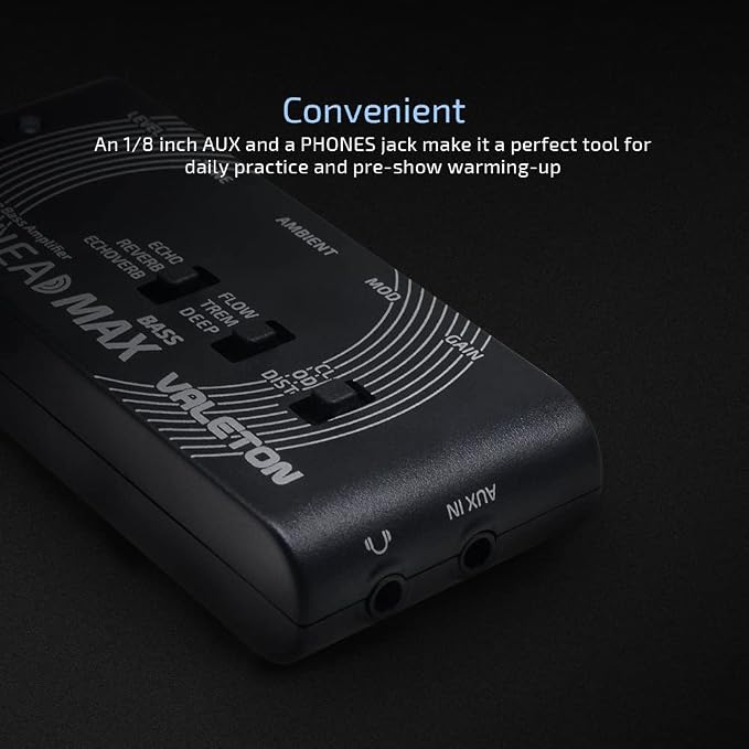 Valeton Rushead Max Bass USB Chargable Portable Pocket Bass Headphone Amp Carry-On Bedroom Plug-In Multi-Effects
