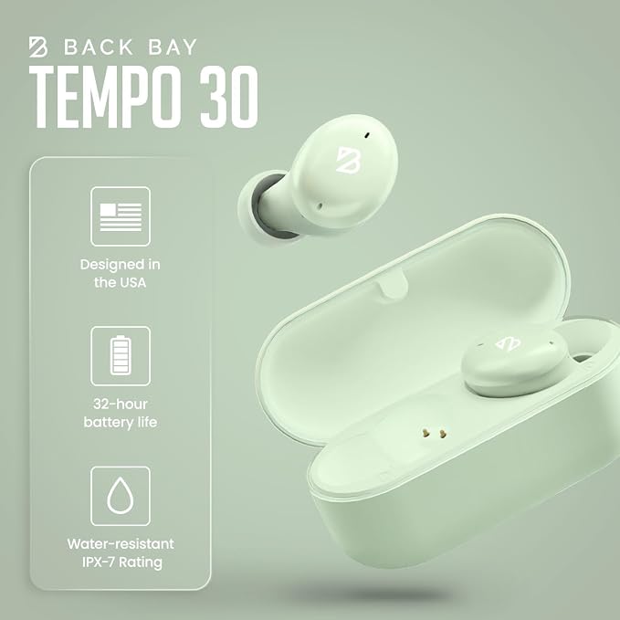 Back Bay Audio Wireless Earbuds for Small Ears, Award-Winning Sound w/Bass Mode, Durable Sweatproof Bluetooth Earbuds, Comfortable for All Ears