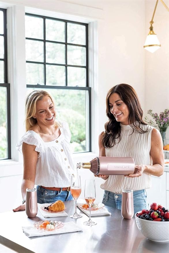 Vinglacé Wine Bottle Chiller- Portable Champagne Insulator- Stainless Steel Wine Cooler Sleeve - Keeps Wine Cold (Rose)