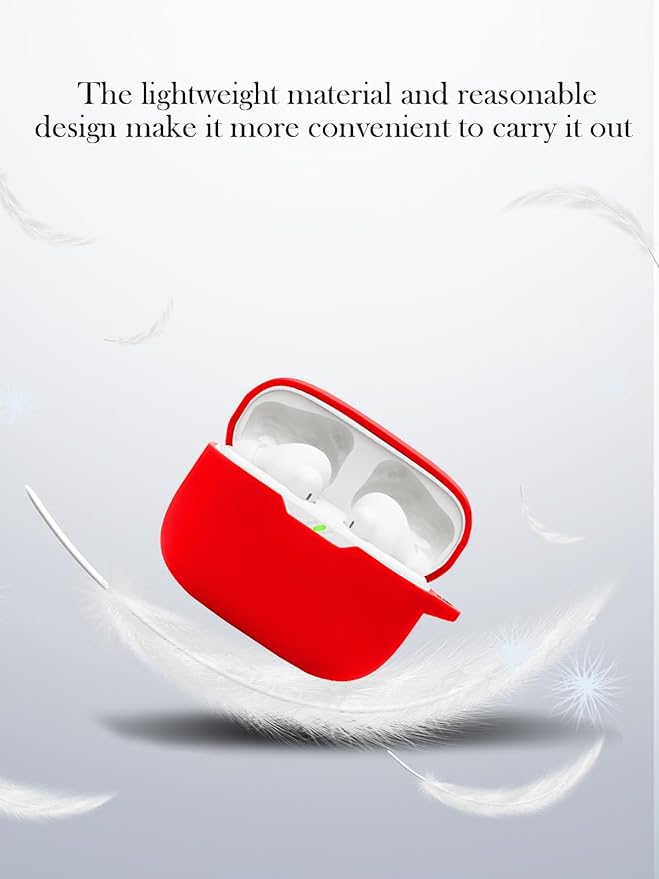 Case for JBL Vibe Beam 2 True Wireless Noise Cancelling Earbuds,Soft Protective,BOVUGAC Silicone Case Cover with Keychain & Cleaning Kit & Lanyard for JBL Vibe Beam 2-Red