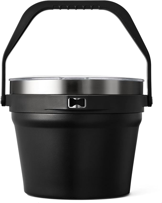 COKTIK 7L Insulated Ice Bucket with Lid，Double Wall Vacuum Stainless Steel Beverage Bucket Keeps Frozen Longer，Holds 6 Longnecks or 3 Bottles of Wine，for Cocktail, Champagne(No Accessories, Black)