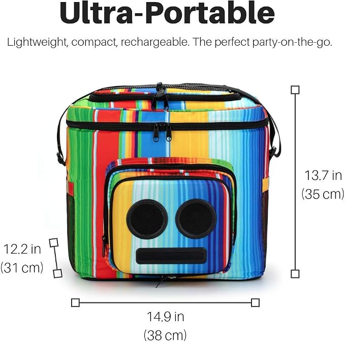 Super Real The #1 Cooler with Speakers & Subwoofer (Bluetooth, 20-Watt) for Parties/Festivals/Boat/Beach. Rechargeable Speaker Cooler, Works with iPhone & Android (Rainbow)