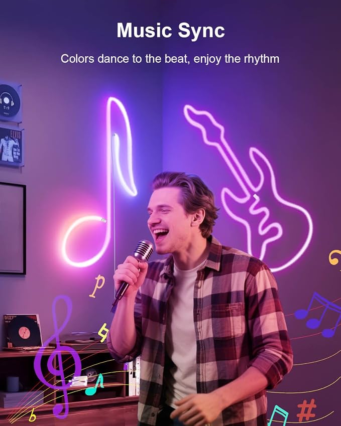 LED Neon Rope Lights, 10ft RGBIC 360° Luminous 5v USB Bluetooth APP Control Music Sync IR Remote Color Changing Smart LED Strip Lights for Bedroom Gaming Party Decor