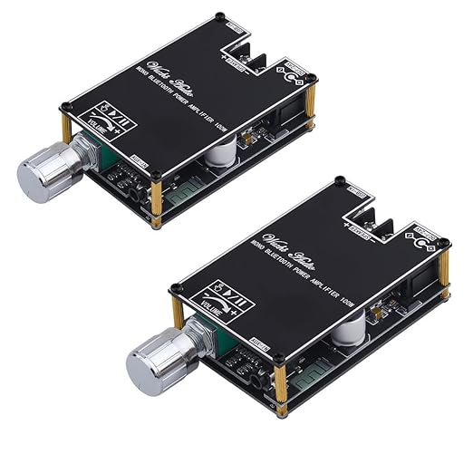 2Pack ZK-1001B Bluetooth Amplifier Board, 100W Mono AMP TWS Mini Audio Power Amplifier Module with Box Matching for Home Speaker System, Bluetooth/AUX/USB Input, APP Control DC 7-24V
