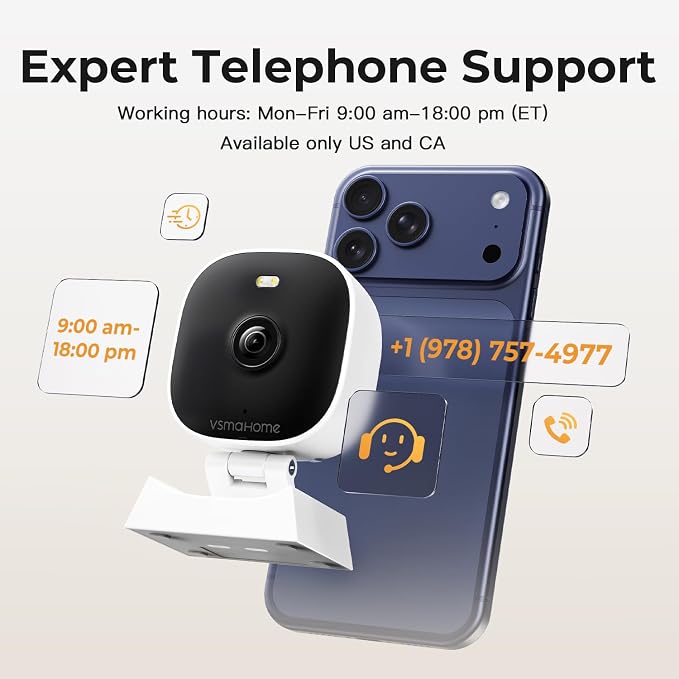 2K Cameras for Home Security,Indoor/Outdoor for Baby/Elder/Pet Monitoring with Phone app, Plug&Play,Color Night Vision,2-Way Audio&24/7 Recording,Support 128G Card (Not Included),6.56ft Wire