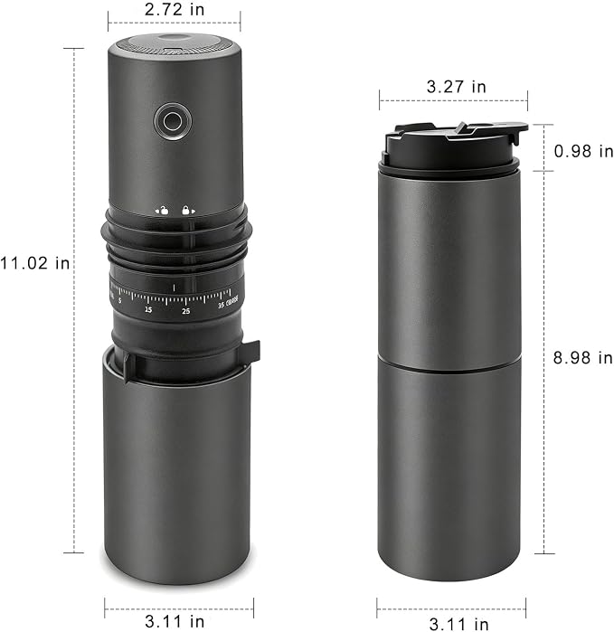 Portable Electric Grind&Brew Pour Over Coffee Maker,All-in-One:Double-Wall SS Tumbler,Stainless Drip Kettle,Permanent Stainless Filter Dripper&Built-in Grinder for Travel,Camping,Office