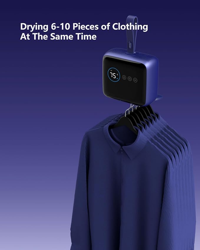 Portable Compact Clothes Dryer, Global Voltage Travel Dryer, Unique Design with 4 Drying Modules, 36-Decibel Silent design, Quiet Efficient Portable Drying System for Home, Travel & Dorm