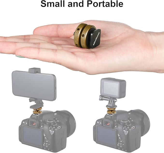 MINIFOCUS Camera Hot Shoe Mount Adapter, Double Nut with 1/4" and 3/8" Aluminum Alloy Tripod Screw Flash Shoe Mount for LED Monitors, Microphone, DSLR Field Monitor (Pack of 2)