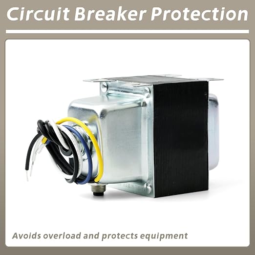 TR100VA001 120V to 24V Step Down Transformer Replacement for HVAC Systems for Industrial Equipment, 100 Va Transformer with Circuit Breaker Foot and Single Threaded Hub Installation