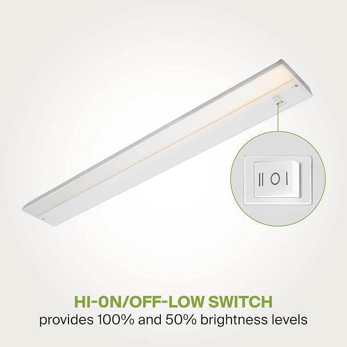 ASD LED Under Cabinet Lighting Plug in or Hardwired 40 Inch, Dimmable Under Cabinet Lights with High/Low/Off Switch, 3CCT 2700K-4000K, Linkable Under Counter Lights for Kitchen, ETL Listed, White