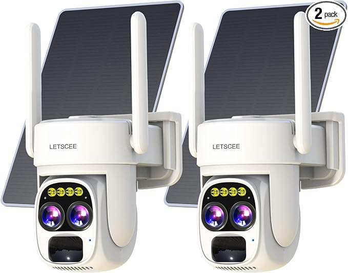 Cameras for Home Security Wireless Outdoor Solar,Alexa Security Camera Outside,360 PTZ Outside WiFi Camera Dual Lens 10x Zoom,Night Vision,2K,Water Proof, No Month Fee
