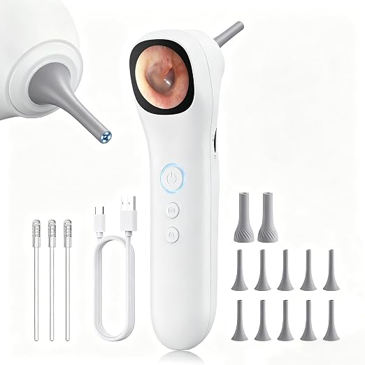 Otoscope Ear Camera with 1.21” Screen, 1080P Ear Scope with 4 LED Lights, Otoscope Camera for Adults Kids, Support Photo & Video, Type-C Charging with Computers, Baby Essentials, Home Medical