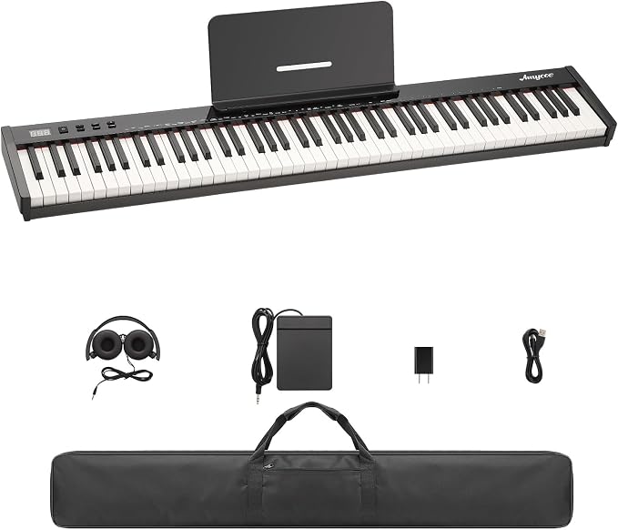 88 Keys Piano Keyboard Set, Electronic Digital Piano with Built-in Speaker Microphone, Portable Keyboard Gift Teaching for Beginners, Electric Piano for Birthday Gift