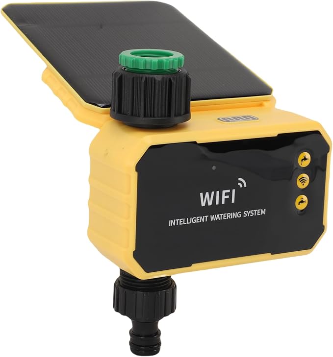 ciciglow Sprinkler Timer, Solar Single Way Valve Water Timer with Rain Delay, Automatic Watering System Digital Irrigation for Garden Courtyard