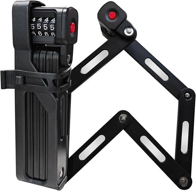 35 Inch Folding Bike Lock with Mount Bracket Kit, 4-Digit Combination for Bicycles, E-Bikes, Heavy Duty Anti-Theft, Anti-Cut, Anti-Pry Bicycle Lock