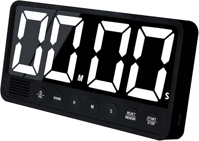 Digital Kitchen Timer - 7.1” Extra Large Display LED Magnetic Rechargeable Countdown/Up Timer, w/6 Alarms 4 Levels Volume Memory Function for Cooking, Classroom, Office, Home Gym(Black)