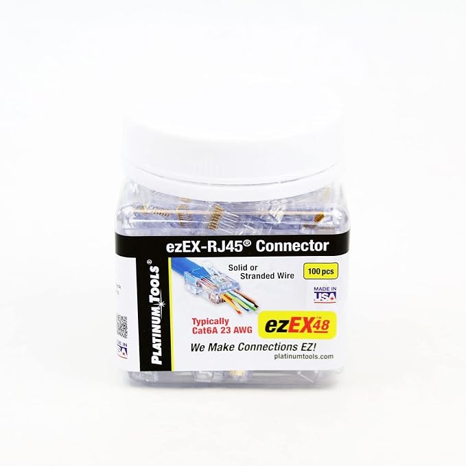 Platinum Tools 202048J ezEX48 Connector for Ethernet Cable Termination, 100 per Jar