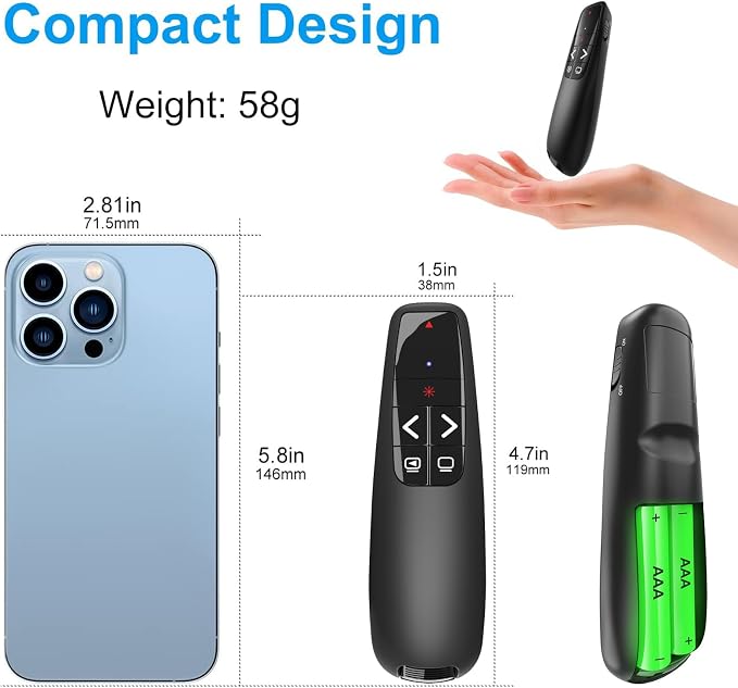 (4 Units) Wireless Presentation Clicker PowerPoint Presenter Remote: Clicker with Red Laser Pointer Long Range PPT Control -Power Point Google Slide Advancer for Mac Laptop PC Computer Keynote