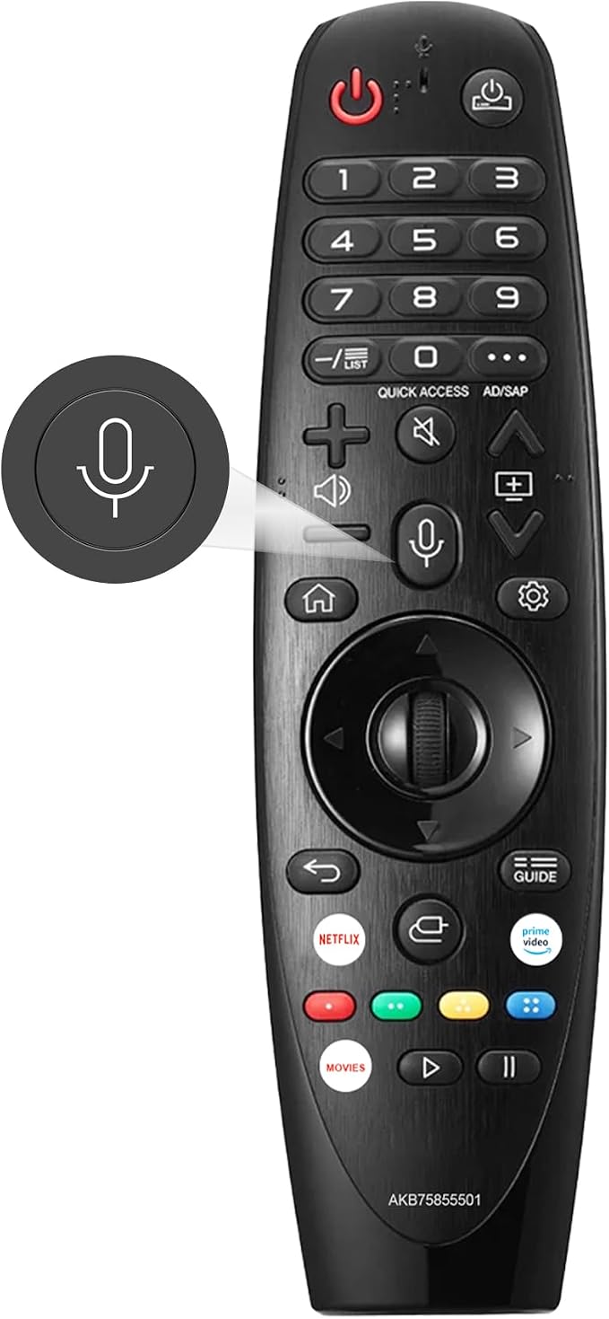 Replacement LG Magic Remote Control (AKB75855501) Voice for LG TV Remote with Pointer for Smart TVs OLED QNED NanoCell WebOS Models AN-MR20GA MR19BA MR18BA MR21 MR22 MR23 MR24 GA GN GC