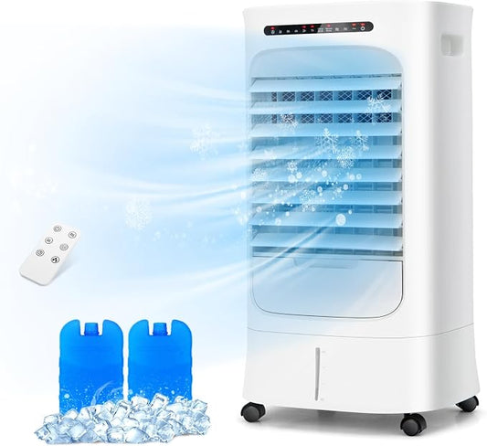 DORTALA Evaporative Air Cooler, Portable Cooling Fan with Remote, 15H Timer, 63° Oscillation, 3 Modes, 3 Speeds, 2.6 Gal Water Tank, Personal Swamp Cooler for Bedroom Home Office Dorm