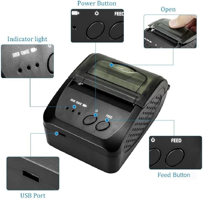 NETUM Bluetooth Receipt Printer, 58mm Mini Thermal POS Printer Portable Personal Bill Printer 2 inches for Restaurant Sales Retail Compatible with Android