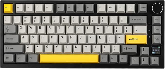 EPOMAKER Ajazz AK820 Pro 75% Wireless Mechanical Keyboard with TFT Smart Display&Knob, Gasket-Mounted Gaming Keyboard, BT/2.4GHz/USB-C Wired (Grey, Gift Switch)