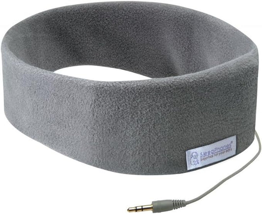 AcousticSheep SleepPhones Classic | Corded Headphones for Sleep, Travel, and More | The Original and Most Comfortable Headphones for Sleeping | Soft Gray - Fleece Fabric (Size S)