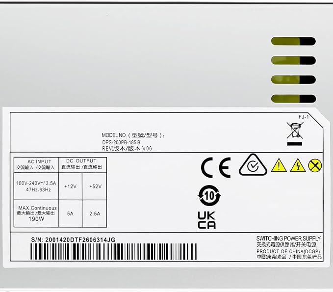S-Union Upgraded DPS-200PB-185 B 190W Video Recorder Power Supply Compatible with DPS-200PB-185B AC100-240V 3.5A 47-63HZ Switching Power Supply Adapter (4Pin+2Pin)