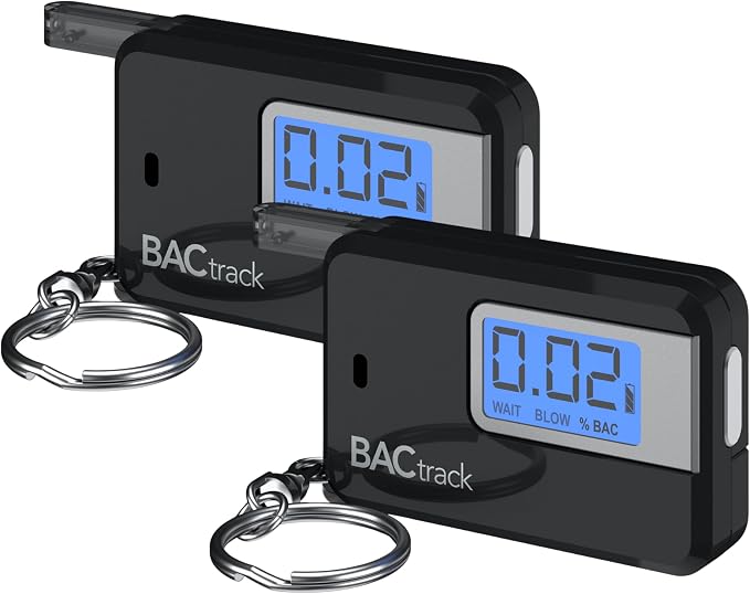 BACtrack Go Keychain Breathalyzer - Black (2 Pack) | Ultra-Portable Pocket Keyring Alcohol Tester for Personal Use
