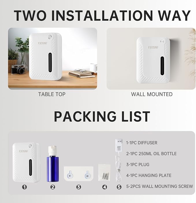 2026 Oil Diffuser Waterless 2200 Sq.Ft, Bluetooth&WiFi APP Control, 250ml Smart Scent Air Machine with Cold Air Tech for Large Rooms, Home, Office & Hotel, Plug-in