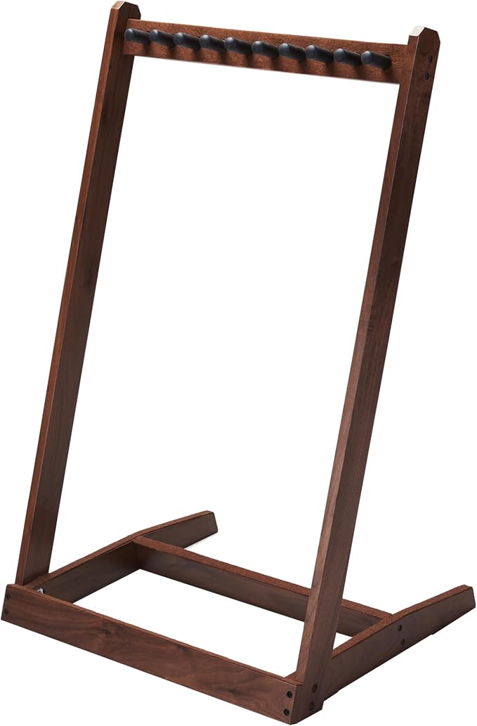 Multi Guitar Stand, Black Walnut Guitar Rack for 3 Acoustic/5 Electric/Bass | Guitar rack with soft felt pad and neck holder, guitar rack multiple guitars saves floor space, ideal for home studio display