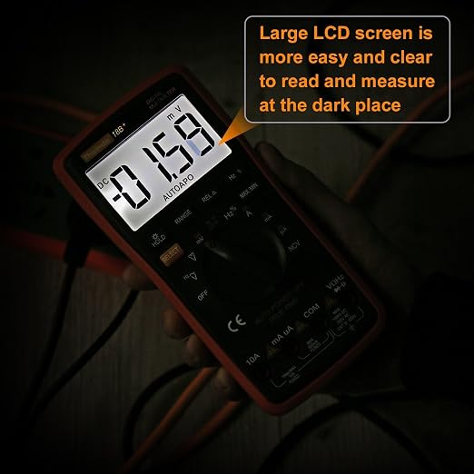 Auto Ranging Digital Multimeter TRMS 6000 with Battery Alligator Clips Test Leads AC/DC Voltage/Account,Voltage Alert, Amp/Ohm/Volt Multi Tester/Diode (Orange 8pcs)