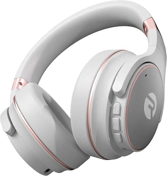 Raycon Everyday Bluetooth Headphones - Over The Ear, Active Noise Cancelling Wireless Headphones + Awareness Mode, Bluetooth Headset with Mic, 40 Hours of Battery Life (Rose Gold)