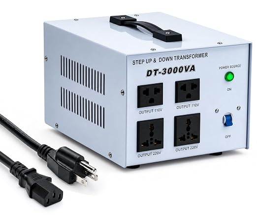 3000W Step Up/Down Voltage Transformer, 110V/120V & 220V/240V Power Converter, 4 Outlets Toroidal Regulator, Overload Overheat Protection for Home, Travel and Global Household Devices