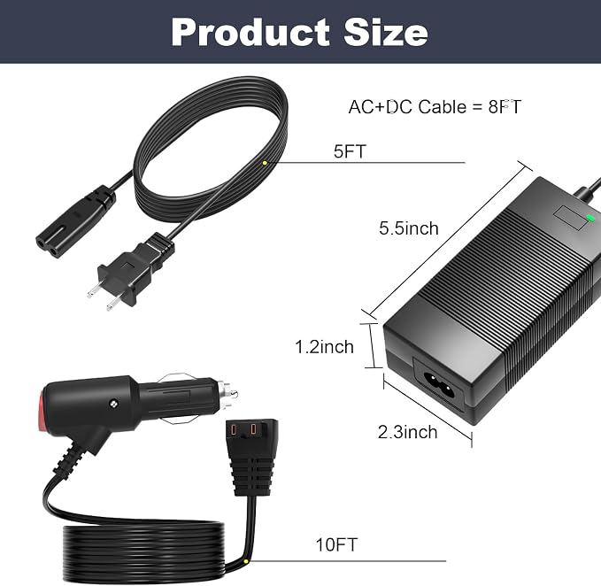 Power Cord Kit for Car Refrigerator Compatible with Alpicool, Bodega, Euhomy, BougeRV, ARB, ICECO, Setpower, JoyTutus Car Refrigerator Power Adapter