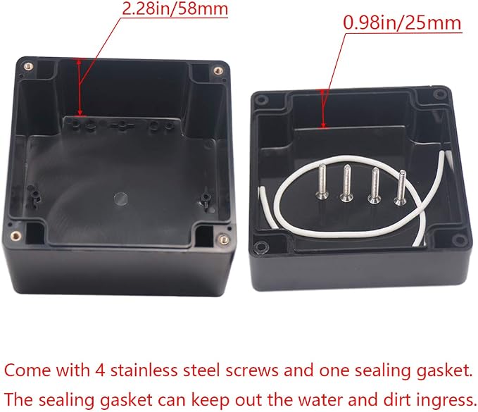 Project Box IP65 Waterproof Junction Box ABS Plastic Black Electrical Boxes DIY Electronic Project Case Power Enclosure 4.72x4.72x3.54 inch (120 x 120 x 90 mm)