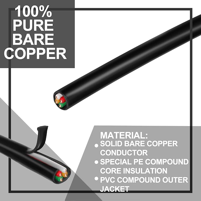 Hoolerry Solid Sprinkler System Wire 18 Gauge Irrigation Wire with UV Resistant PVC Jacket Sprinkler Cable for Underground Irrigation Field Central Control System 30v Ul Listed(18/4, 250 Ft)