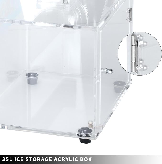 SNICE Snowflake machine Shaved Ice Machine Acrylic Big Storage Box Snow cone machines SS Blades ETL plug Commercial Smoothies Ice Crusher Party Use or Business Use Ice Shaver