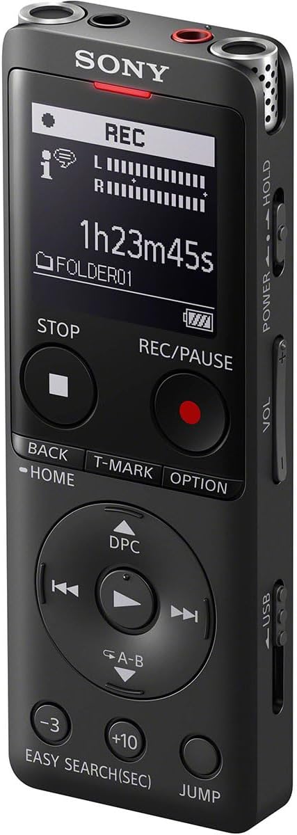Sony ICD-UX570 Digital Voice Recorder, Bundle with Turnstile Audio 3-in-1 Multifunctional Wireless Lavalier Microphone
