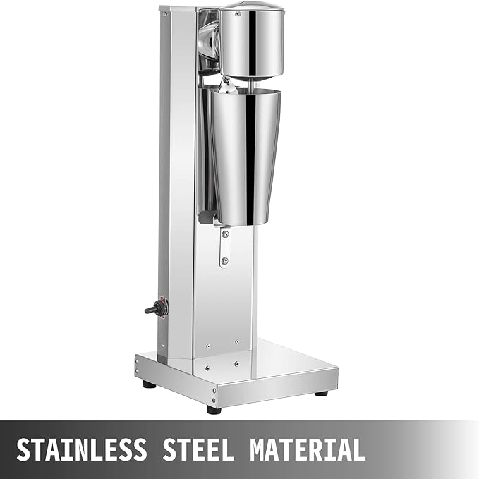 VEVOR Milkshaker Kit, Stainless Steel Electric Milkshake Maker, 180W Drink Blender, Single Head Classic Milkshaking Maker with 800ml Cup, Silver Milkshake Maker Machine, 2 Speed Adjustable