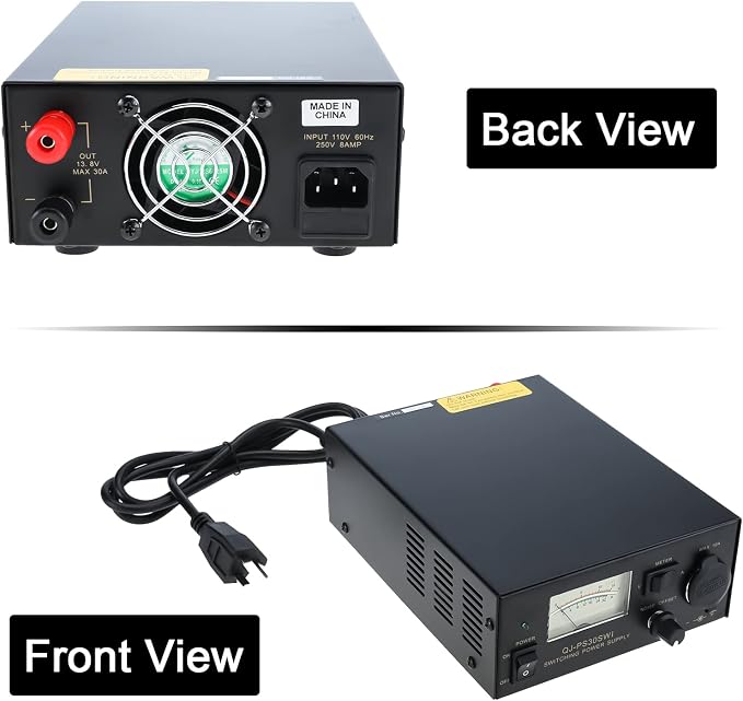 13.8V 30A DC Power Supply, Analog Regulated Bench Power Converter with Car Cigarette Lighter Socket & Noise Offset, AC to DC Converter for HAM Radio, CB Radio, Lab & Hobby Use