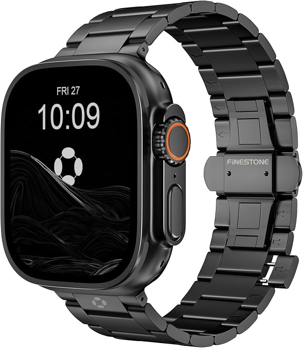 Grade 5 Titanium Band for Apple Watch Ultra 3/2/1 49mm & Series 11/10 46mm, No-Tool Adjustable with Small Links, DLC Anti-Scratch Butterfly Clasp Metal Strap for Men,CRNS03-PRO