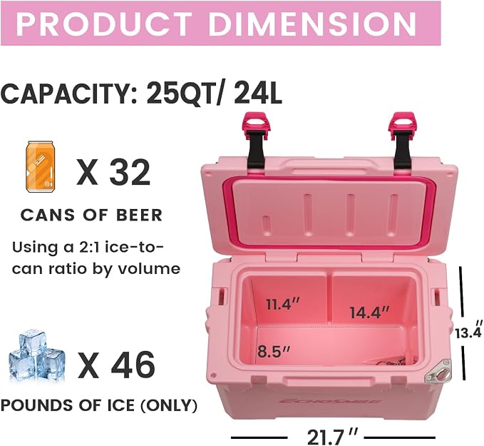 EchoSmile 12/18/25 Quart Rotomolded Cooler, Built to Stand up to The Rigors of The Journey