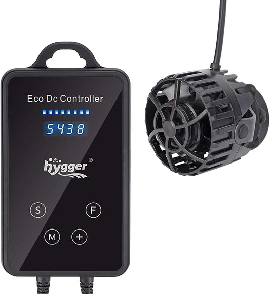 hygger Mini Wave Maker Aquarium Magnetic DC Powerhead with LED Display Controller for Saltwater Tank, 2600 GPH Aquarium Water Circulation Pump 26 to 55 Gallon Black