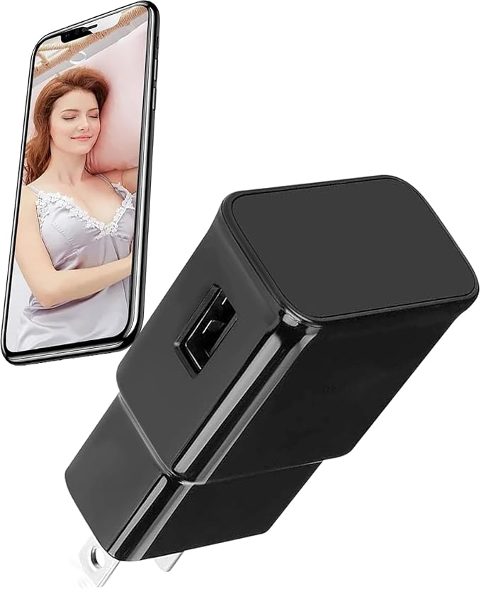 USB Charger Hidden Camera 1080P, Indoor Security Camera with Night Vision and Motion Detection for Home & Baby Monitor