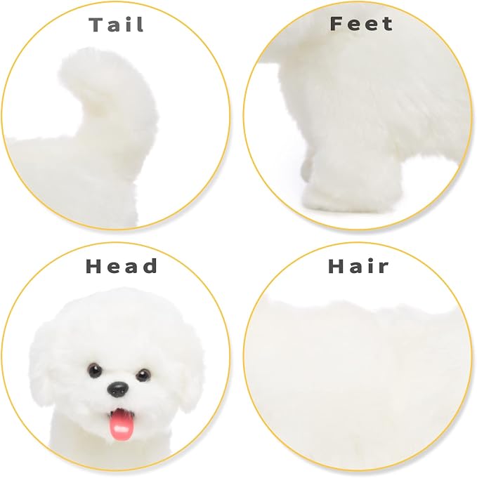 CU-MATE Electronic Walking Dog Toy, Interactive Plush Maltese Puppy, Realistic Interactive Pet Toy Dog, Walking, Barking, Wagging Tail & Talking, Present Gifts for 3+ Year