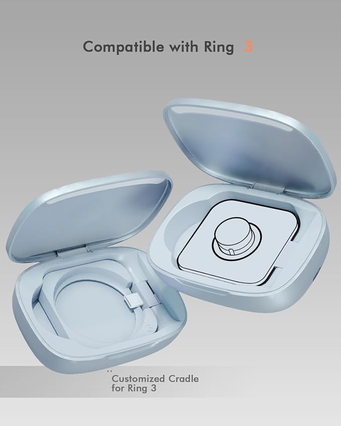 Doohoeek Updated Charging Case Compatible with Oura Ring 4 & 3 Charger, Wireless Power Station Fits Official Chargers & Fit All-Sized Rings Gen 4 & 3 1000mAh